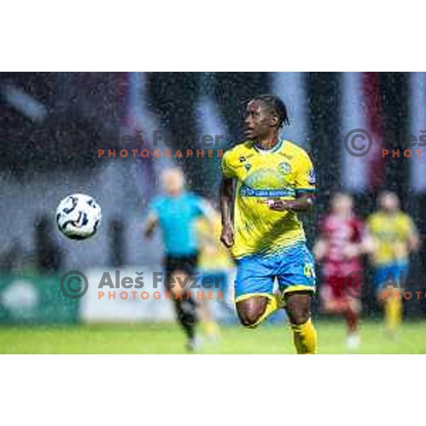 Isaac Matondo in action during Prva liga Telemach 2025/26 football match between NK Aluminij and NK Koper in Sportni park Kidricevo, Slovenia on August 29, 2025. Photo: Jure Banfi