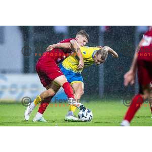 Nik Omladic in action during Prva liga Telemach 2025/26 football match between NK Aluminij and NK Koper in Sportni park Kidricevo, Slovenia on August 29, 2025. Photo: Jure Banfi