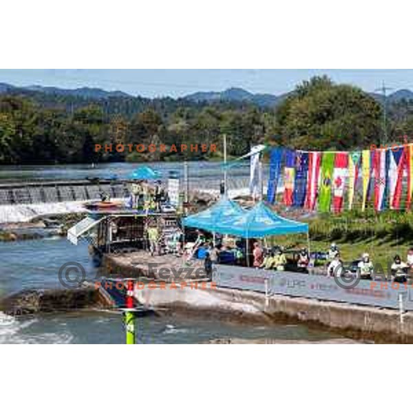 in action during ICF World Cup Canoe Kayak-Cross race in Tacen, Ljubljana, Slovenia on August 31, 2025