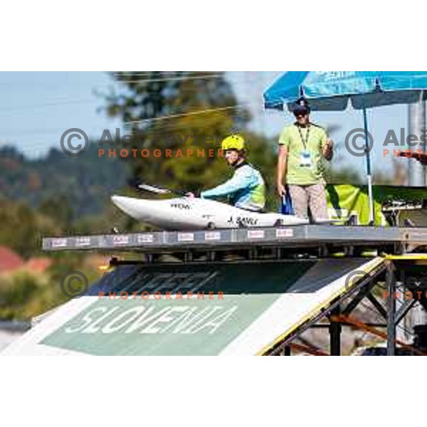 Jakob Savli (SLO) in action during Men\'s ICF World Kayak-Cross race in Tacen, Ljubljana, Slovenia on August 31, 2025