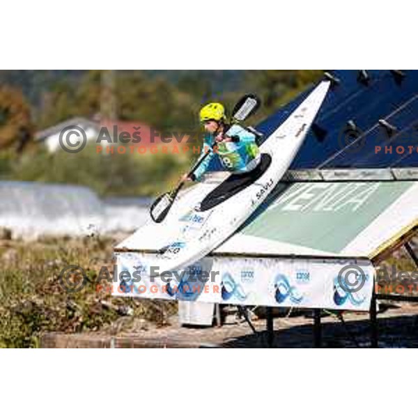 Jakob Savli (SLO) in action during Men\'s ICF World Kayak-Cross race in Tacen, Ljubljana, Slovenia on August 31, 2025
