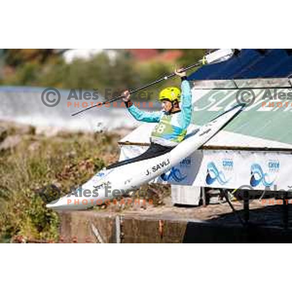 Jakob Savli (SLO) in action during Men\'s ICF World Kayak-Cross race in Tacen, Ljubljana, Slovenia on August 31, 2025