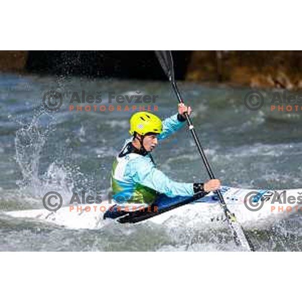 Jakob Savli (SLO) in action during Men\'s ICF World Kayak-Cross race in Tacen, Ljubljana, Slovenia on August 31, 2025