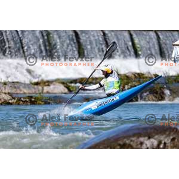 in action during ICF World Cup Canoe Kayak-Cross race in Tacen, Ljubljana, Slovenia on August 31, 2025