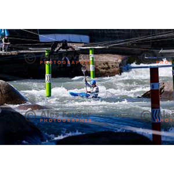 in action during ICF World Cup Canoe Kayak-Cross race in Tacen, Ljubljana, Slovenia on August 31, 2025