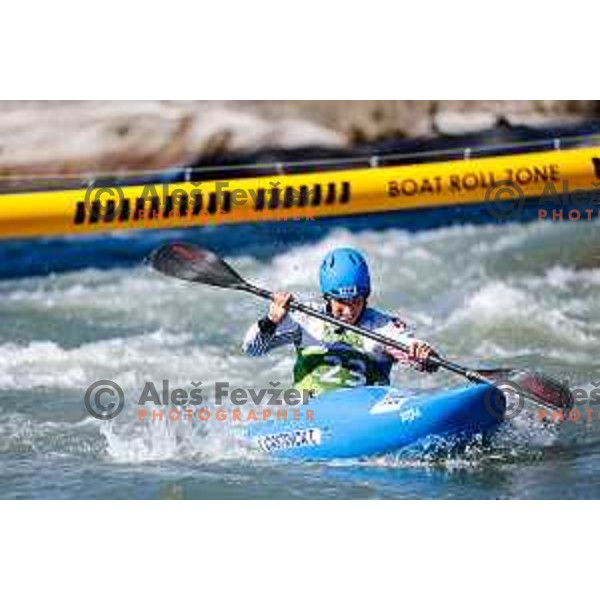 in action during ICF World Cup Canoe Kayak-Cross race in Tacen, Ljubljana, Slovenia on August 31, 2025