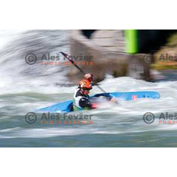 in action during ICF World Cup Canoe Kayak-Cross race in Tacen, Ljubljana, Slovenia on August 31, 2025
