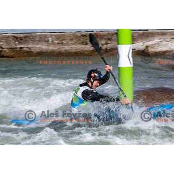 in action during ICF World Cup Canoe Kayak-Cross race in Tacen, Ljubljana, Slovenia on August 31, 2025