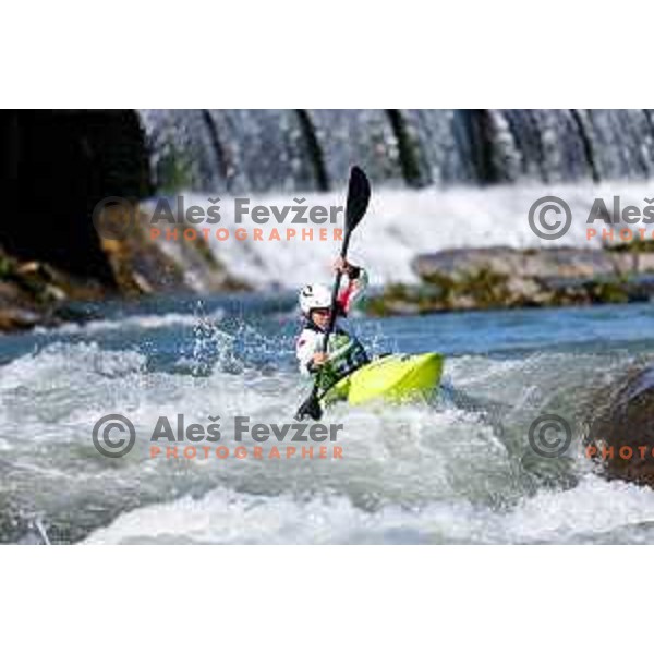in action during ICF World Cup Canoe Kayak-Cross race in Tacen, Ljubljana, Slovenia on August 31, 2025
