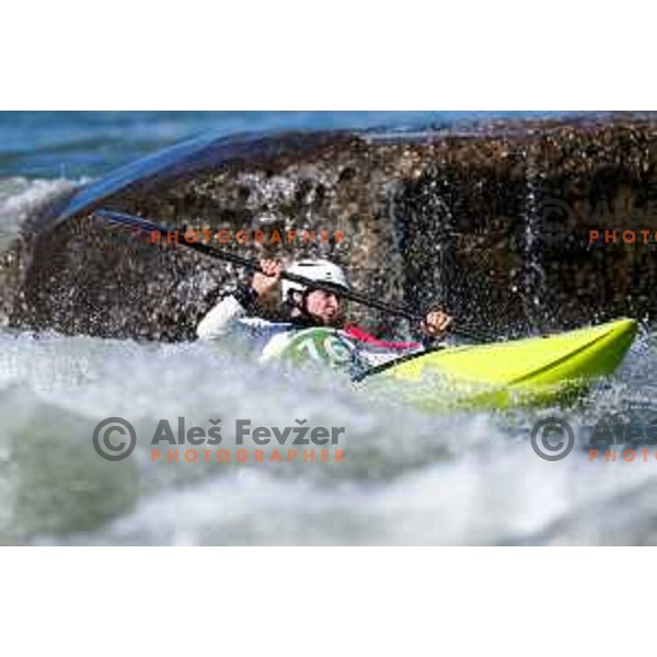 in action during ICF World Cup Canoe Kayak-Cross race in Tacen, Ljubljana, Slovenia on August 31, 2025