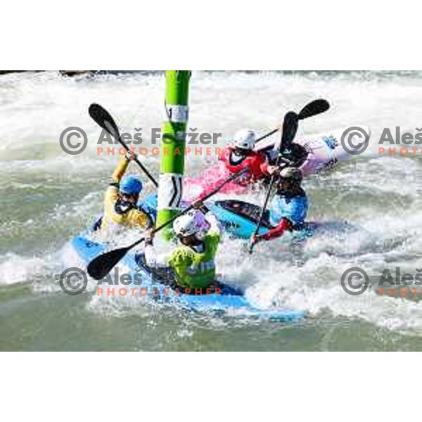 in action during ICF World Cup Men’s Kayak-Cross race in Tacen, Ljubljana, Slovenia on August 31, 2025