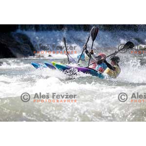 in action during ICF World Cup Men’s Kayak-Cross race in Tacen, Ljubljana, Slovenia on August 31, 2025