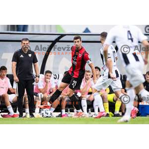 in action during Prva liga Telemach 2025/26 football match between Mura and Primorje in Fazanerija, Murska Sobota, Slovenia on August 31, 2025. Photo: Jure Banfi