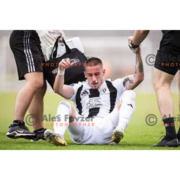 Injured Dario Vizinger during Prva liga Telemach 2025/26 football match between Mura and Primorje in Fazanerija, Murska Sobota, Slovenia on August 31, 2025. Photo: Jure Banfi
