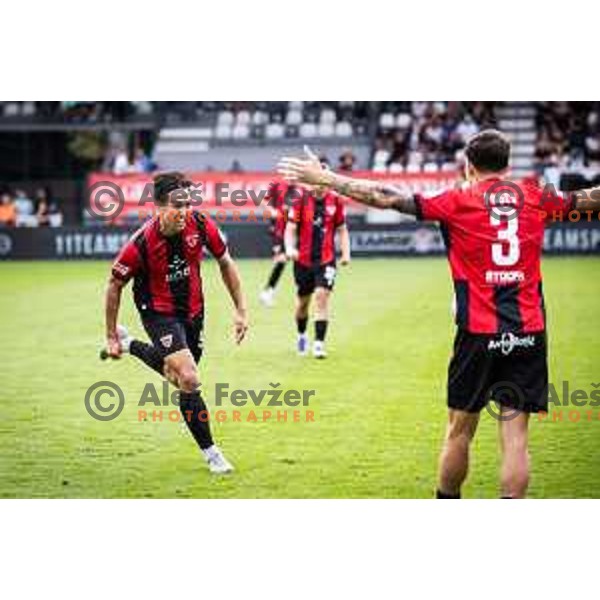 Haris Kadric celebrates goal during Prva liga Telemach 2025/26 football match between Mura and Primorje in Fazanerija, Murska Sobota, Slovenia on August 31, 2025. Photo: Jure Banfi