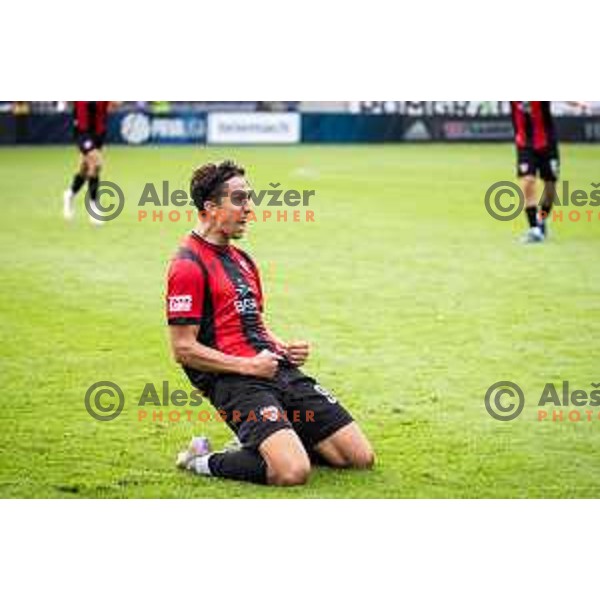 Haris Kadric celebrates goal during Prva liga Telemach 2025/26 football match between Mura and Primorje in Fazanerija, Murska Sobota, Slovenia on August 31, 2025. Photo: Jure Banfi