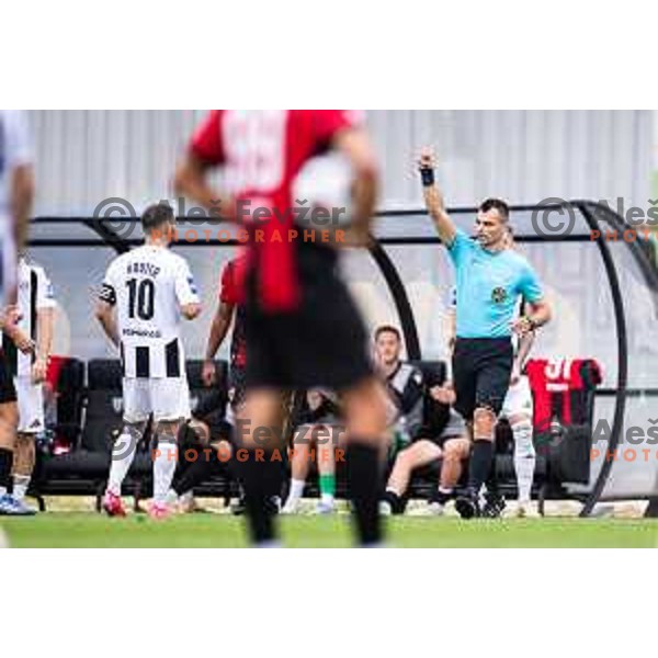 Nino Kouter red card during Prva liga Telemach 2025/26 football match between Mura and Primorje in Fazanerija, Murska Sobota, Slovenia on August 31, 2025. Photo: Jure Banfi
