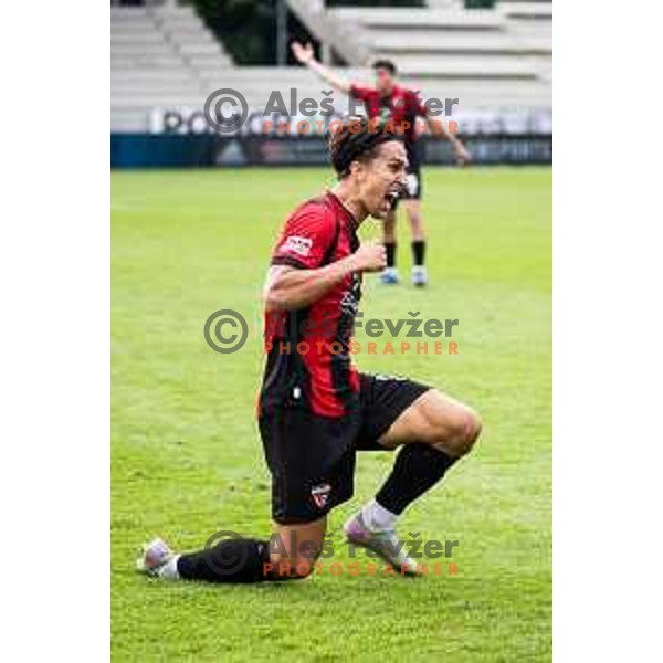 Haris Kadric celebrates goal during Prva liga Telemach 2025/26 football match between Mura and Primorje in Fazanerija, Murska Sobota, Slovenia on August 31, 2025. Photo: Jure Banfi