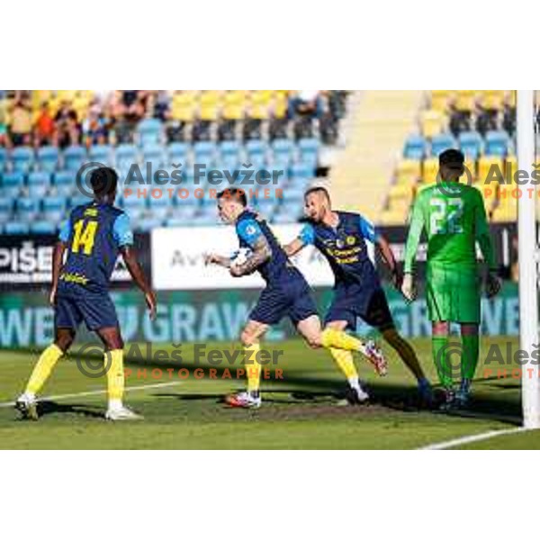 in action during Prva liga Telemach 2025/2026 football match between Celje and Domzale in Celje, Slovenia on August 31, 2025
