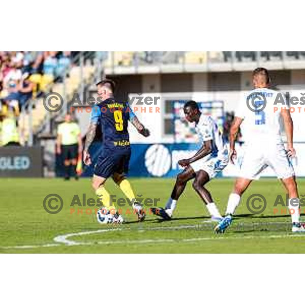 in action during Prva liga Telemach 2025/2026 football match between Celje and Domzale in Celje, Slovenia on August 31, 2025