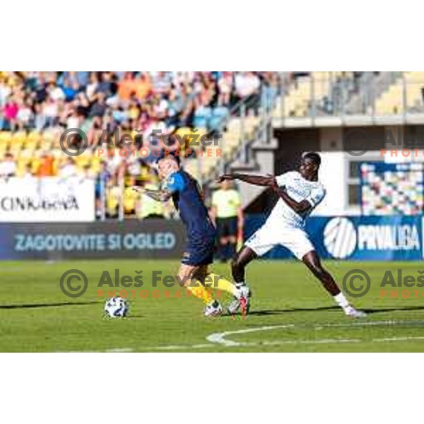in action during Prva liga Telemach 2025/2026 football match between Celje and Domzale in Celje, Slovenia on August 31, 2025