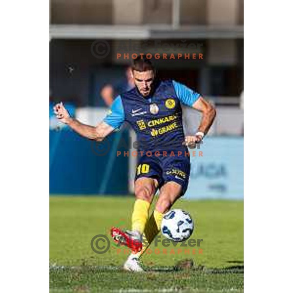 in action during Prva liga Telemach 2025/2026 football match between Celje and Domzale in Celje, Slovenia on August 31, 2025