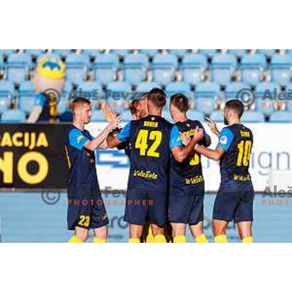 in action during Prva liga Telemach 2025/2026 football match between Celje and Domzale in Celje, Slovenia on August 31, 2025