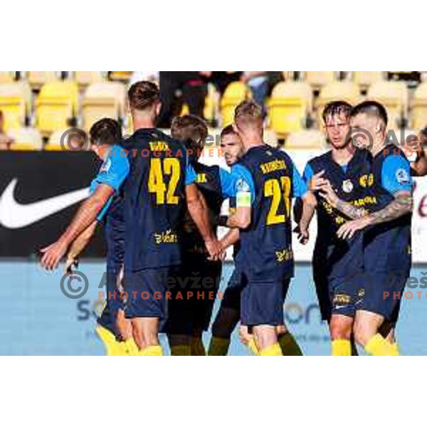 in action during Prva liga Telemach 2025/2026 football match between Celje and Domzale in Celje, Slovenia on August 31, 2025