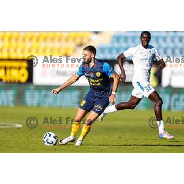 in action during Prva liga Telemach 2025/2026 football match between Celje and Domzale in Celje, Slovenia on August 31, 2025