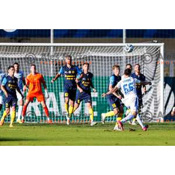 in action during Prva liga Telemach 2025/2026 football match between Celje and Domzale in Celje, Slovenia on August 31, 2025