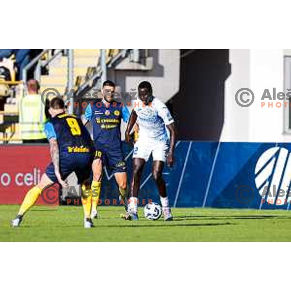 in action during Prva liga Telemach 2025/2026 football match between Celje and Domzale in Celje, Slovenia on August 31, 2025