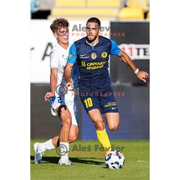 in action during Prva liga Telemach 2025/2026 football match between Celje and Domzale in Celje, Slovenia on August 31, 2025