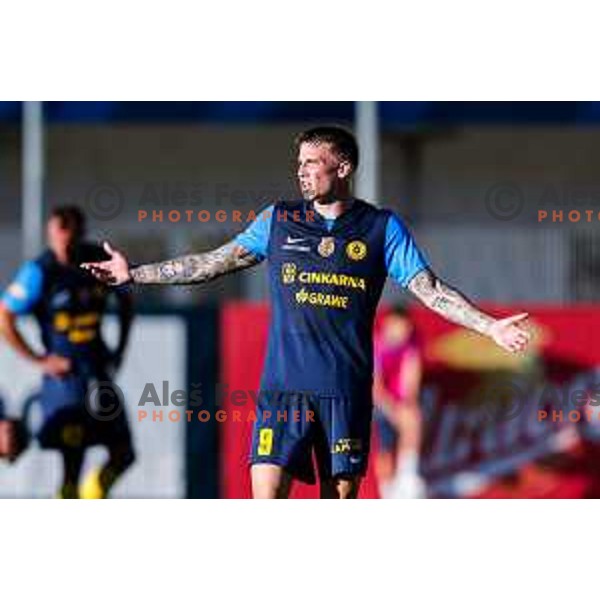 in action during Prva liga Telemach 2025/2026 football match between Celje and Domzale in Celje, Slovenia on August 31, 2025