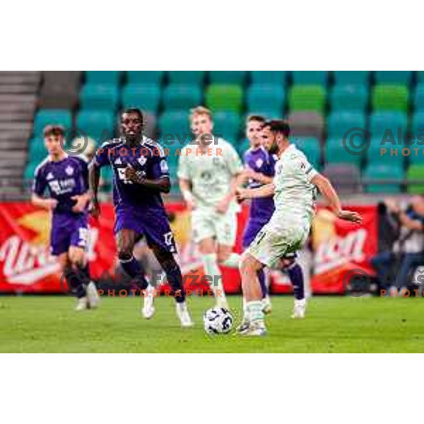 in action during Prva liga Telemach 2025/2026 football match between Olimpija and Maribor in SRC Stozice, Ljubljana, Slovenia on August 31, 2025