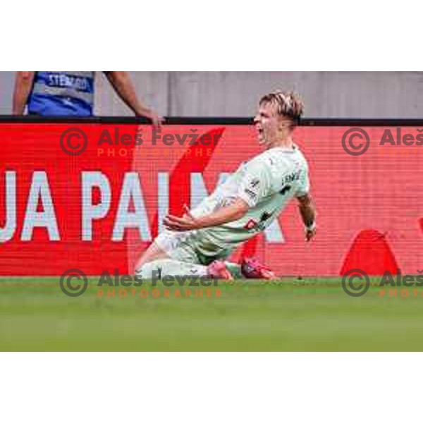 Jost Urbancic of Olimpija celebrates a goal during Prva liga Telemach 2025/2026 football match between Olimpija and Maribor in SRC Stozice, Ljubljana, Slovenia on August 31, 2025