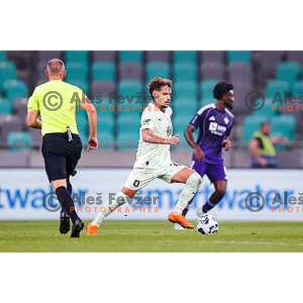 in action during Prva liga Telemach 2025/2026 football match between Olimpija and Maribor in SRC Stozice, Ljubljana, Slovenia on August 31, 2025