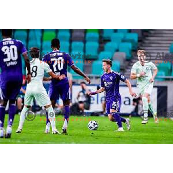 in action during Prva liga Telemach 2025/2026 football match between Olimpija and Maribor in SRC Stozice, Ljubljana, Slovenia on August 31, 2025