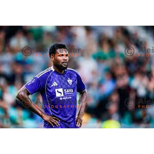 in action during Prva liga Telemach 2025/2026 football match between Olimpija and Maribor in SRC Stozice, Ljubljana, Slovenia on August 31, 2025