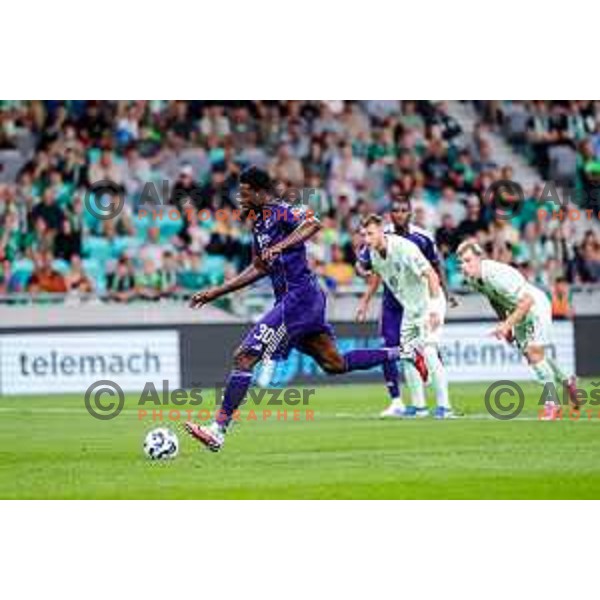 in action during Prva liga Telemach 2025/2026 football match between Olimpija and Maribor in SRC Stozice, Ljubljana, Slovenia on August 31, 2025
