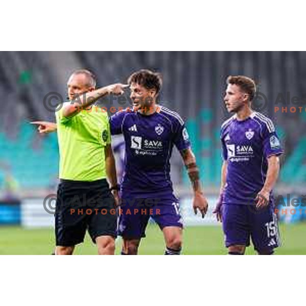 in action during Prva liga Telemach 2025/2026 football match between Olimpija and Maribor in SRC Stozice, Ljubljana, Slovenia on August 31, 2025