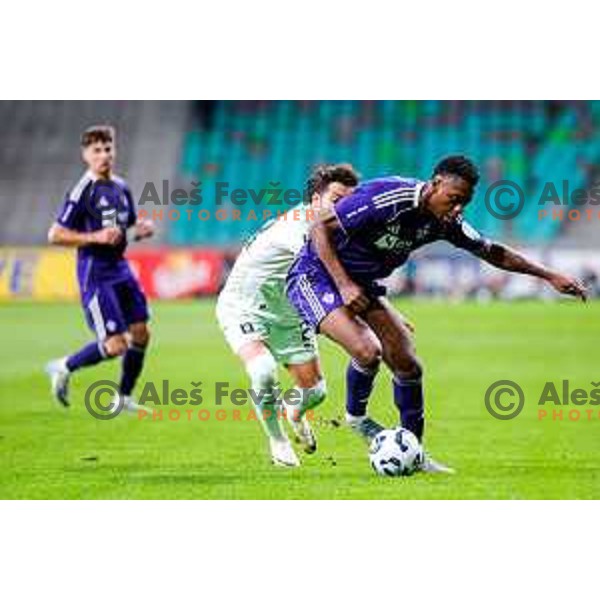 in action during Prva liga Telemach 2025/2026 football match between Olimpija and Maribor in SRC Stozice, Ljubljana, Slovenia on August 31, 2025