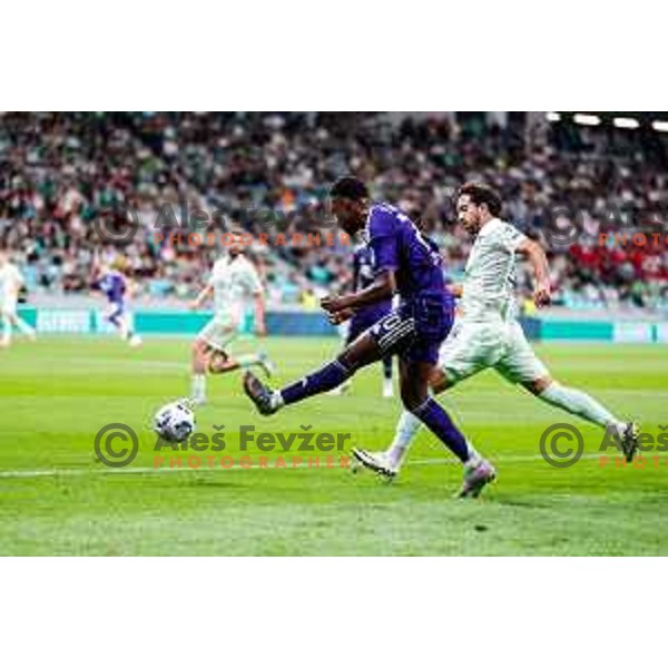 in action during Prva liga Telemach 2025/2026 football match between Olimpija and Maribor in SRC Stozice, Ljubljana, Slovenia on August 31, 2025