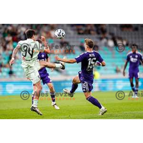 in action during Prva liga Telemach 2025/2026 football match between Olimpija and Maribor in SRC Stozice, Ljubljana, Slovenia on August 31, 2025