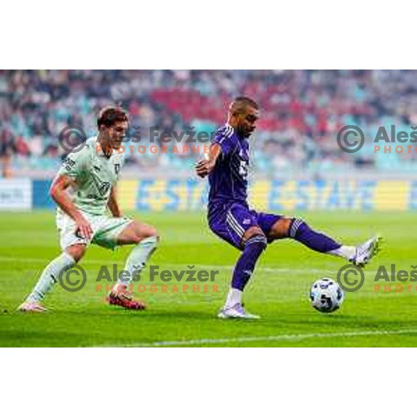 in action during Prva liga Telemach 2025/2026 football match between Olimpija and Maribor in SRC Stozice, Ljubljana, Slovenia on August 31, 2025