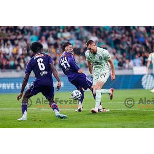 in action during Prva liga Telemach 2025/2026 football match between Olimpija and Maribor in SRC Stozice, Ljubljana, Slovenia on August 31, 2025