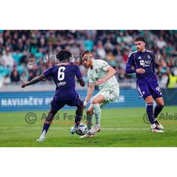 in action during Prva liga Telemach 2025/2026 football match between Olimpija and Maribor in SRC Stozice, Ljubljana, Slovenia on August 31, 2025