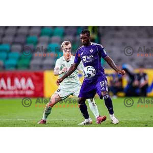 Jost Urbancic in action during Prva liga Telemach 2025/2026 football match between Olimpija and Maribor in SRC Stozice, Ljubljana, Slovenia on August 31, 2025