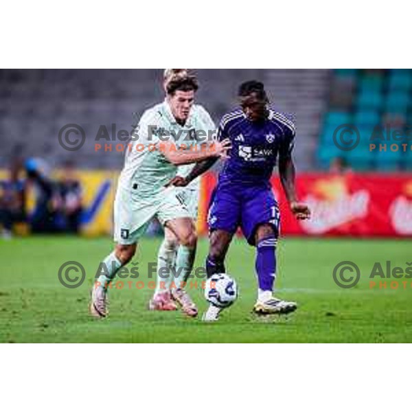 in action during Prva liga Telemach 2025/2026 football match between Olimpija and Maribor in SRC Stozice, Ljubljana, Slovenia on August 31, 2025