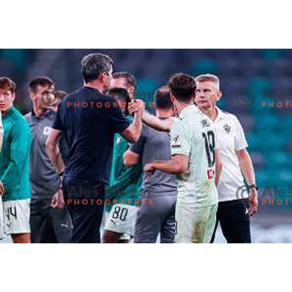Erwin van de Looi and Radovan Karanovic during Prva liga Telemach 2025/2026 football match between Olimpija and Maribor in SRC Stozice, Ljubljana, Slovenia on August 31, 2025