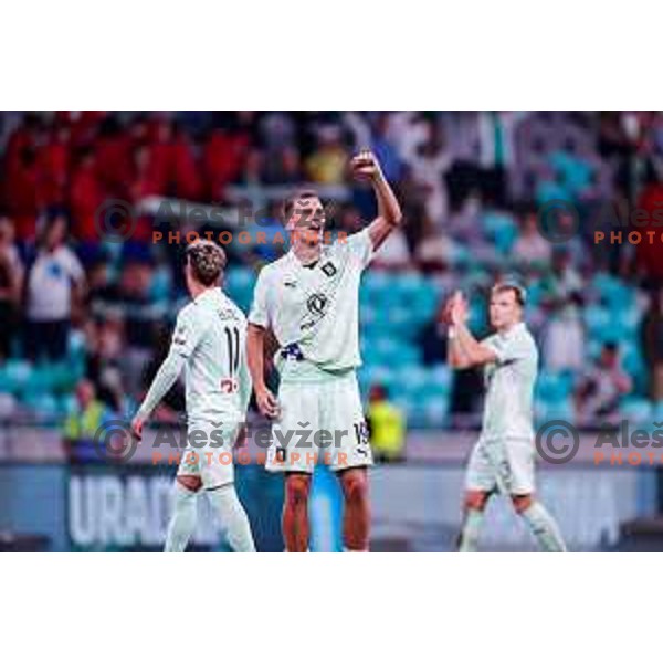 in action during Prva liga Telemach 2025/2026 football match between Olimpija and Maribor in SRC Stozice, Ljubljana, Slovenia on August 31, 2025